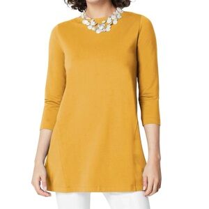 J. JILL Luxe Supima 3/4 Sleeve Tunic Gold Mustard Yellow Women’s Size Medium